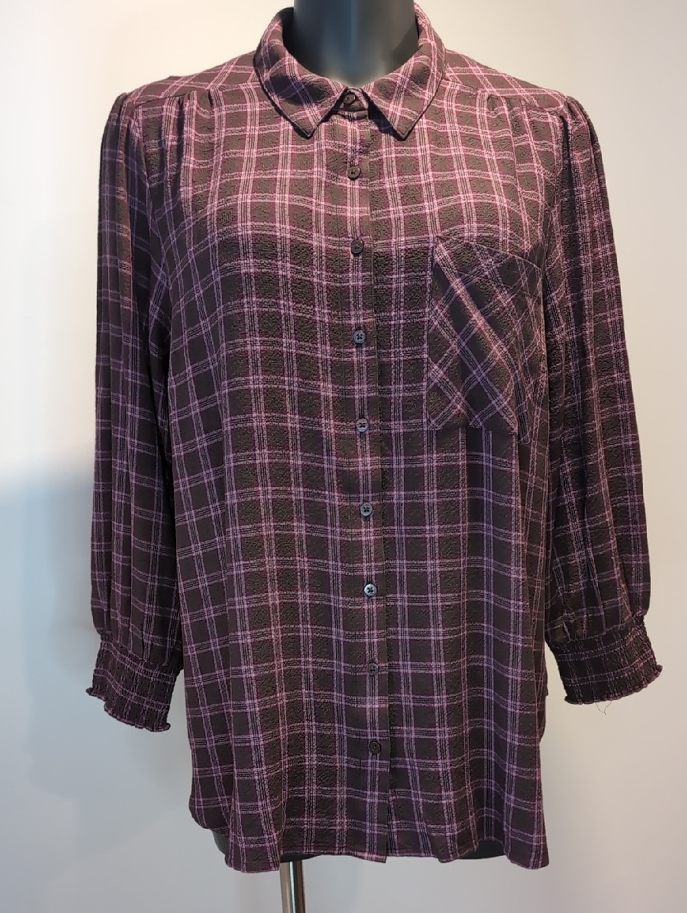 Penningtons Plaid Button-Up Blouse Plus Size 3X